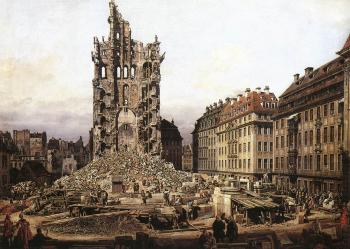 貝爾納多 貝洛托 The Ruins of the Old Kreuzkirche in Dresden